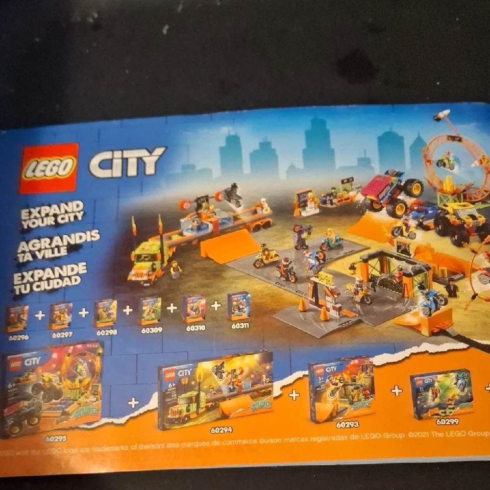 Lego City Green and Orange Stunt Truck with Ramp and Trailer